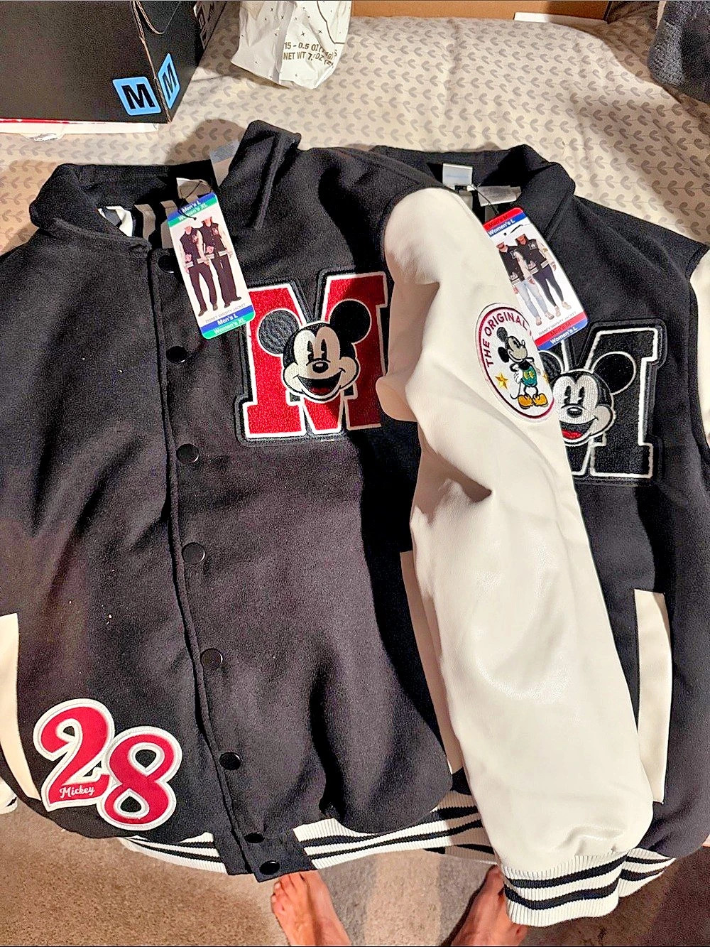 2 Disney Varsity Jacket Mickey & Friends Black & White Women's Large